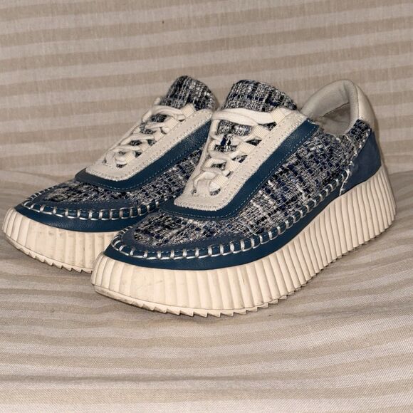 Dolce Vita Dolen Platform Tweed Sneakers Blue Womens Size 7.5 - Picture 3 of 10